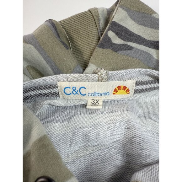 C&C California Camo Hoodie Plus Size Pullover Soft Fleece Size 3X Grunge Country - Picture 3 of 14